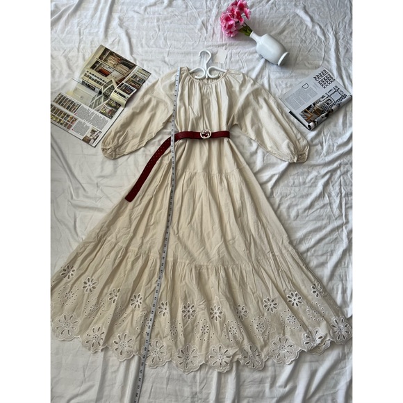 H&M Loose-Fit Summer Dress with Embroidered Eyelet Details (BELT NOT INCLUDED) - Picture 3 of 7